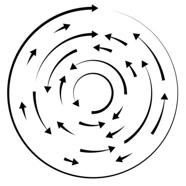 Dairesel, okları ters yönde daire içine al.