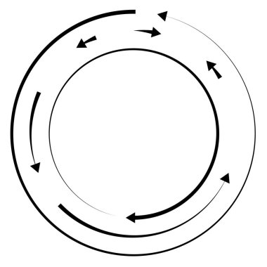 Dairesel, okları ters yönde daire içine al.