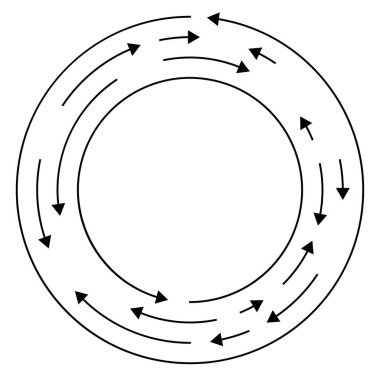Dairesel, okları ters yönde daire içine al.