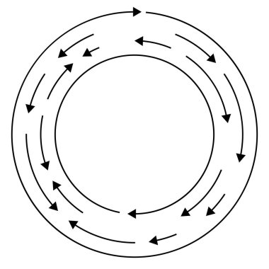 Dairesel, okları ters yönde daire içine al.
