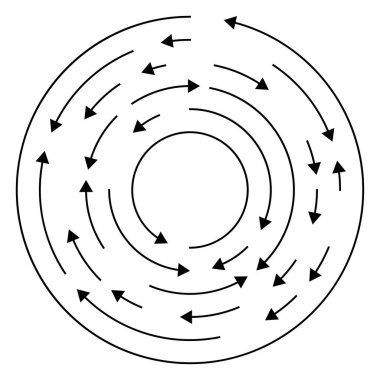Dairesel, okları ters yönde daire içine al.