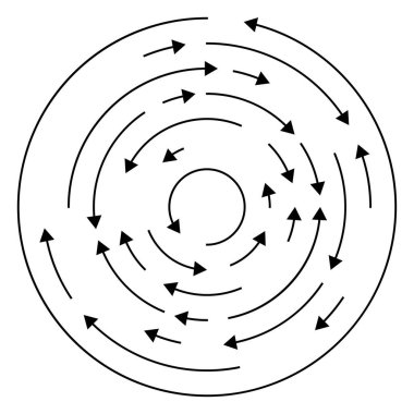 Dairesel, okları ters yönde daire içine al.