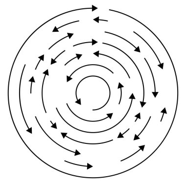 Dairesel, okları ters yönde daire içine al.
