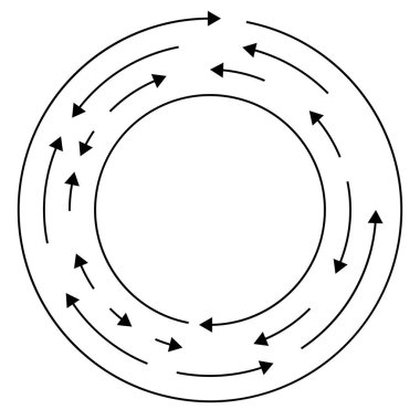 Dairesel, okları ters yönde daire içine al.