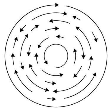 Dairesel, okları ters yönde daire içine al.