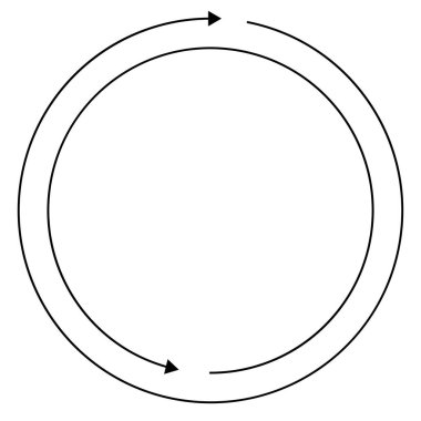 Dairesel, okları ters yönde daire içine al.