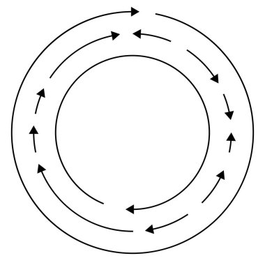 Dairesel, okları ters yönde daire içine al.