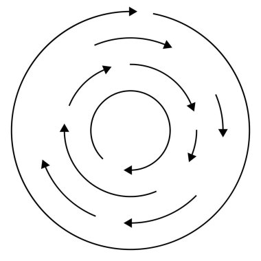 Renkli dairesel, oklu eşmerkezli çemberler. Radikal, yayılan ok çizgileri. Girdaplar, girdaplar, girdaplar, girdaplar, girdaplar, girdaplar ve girdaplar..