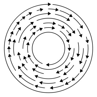 Renkli dairesel, oklu eşmerkezli çemberler. Radikal, yayılan ok çizgileri. Girdaplar, girdaplar, girdaplar, girdaplar, girdaplar, girdaplar ve girdaplar..