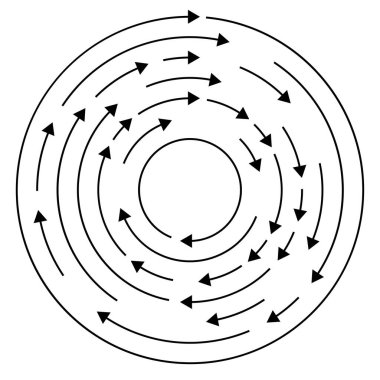 Renkli dairesel, oklu eşmerkezli çemberler. Radikal, yayılan ok çizgileri. Girdaplar, girdaplar, girdaplar, girdaplar, girdaplar, girdaplar ve girdaplar..
