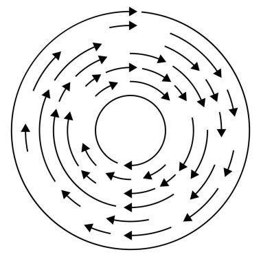 Renkli dairesel, oklu eşmerkezli çemberler. Radikal, yayılan ok çizgileri. Girdaplar, girdaplar, girdaplar, girdaplar, girdaplar, girdaplar ve girdaplar..