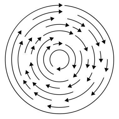Renkli dairesel, oklu eşmerkezli çemberler. Radikal, yayılan ok çizgileri. Girdaplar, girdaplar, girdaplar, girdaplar, girdaplar, girdaplar ve girdaplar..