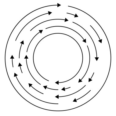 Renkli dairesel, oklu eşmerkezli çemberler. Radikal, yayılan ok çizgileri. Girdaplar, girdaplar, girdaplar, girdaplar, girdaplar, girdaplar ve girdaplar..