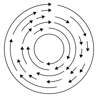 Renkli dairesel, oklu eşmerkezli çemberler. Radikal, yayılan ok çizgileri. Girdaplar, girdaplar, girdaplar, girdaplar, girdaplar, girdaplar ve girdaplar..