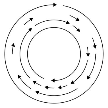Renkli dairesel, oklu eşmerkezli çemberler. Radikal, yayılan ok çizgileri. Girdaplar, girdaplar, girdaplar, girdaplar, girdaplar, girdaplar ve girdaplar..