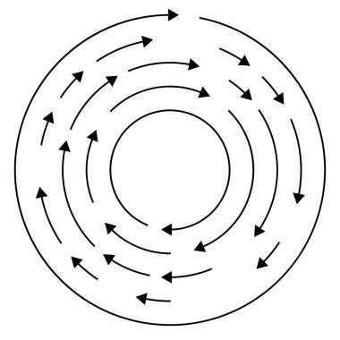 Renkli dairesel, oklu eşmerkezli çemberler. Radikal, yayılan ok çizgileri. Girdaplar, girdaplar, girdaplar, girdaplar, girdaplar, girdaplar ve girdaplar..