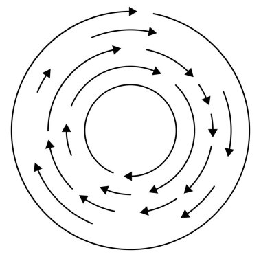 Renkli dairesel, oklu eşmerkezli çemberler. Radikal, yayılan ok çizgileri. Girdaplar, girdaplar, girdaplar, girdaplar, girdaplar, girdaplar ve girdaplar..