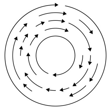 Renkli dairesel, oklu eşmerkezli çemberler. Radikal, yayılan ok çizgileri. Girdaplar, girdaplar, girdaplar, girdaplar, girdaplar, girdaplar ve girdaplar..