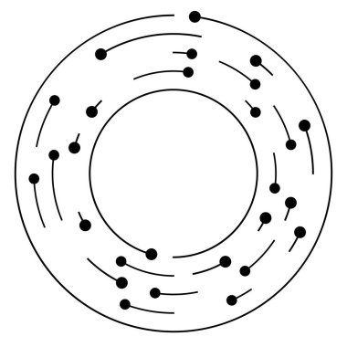 Dairesel, eşmerkezli çizgiler, düğümlü bölümlü çemberler, düğüm noktaları