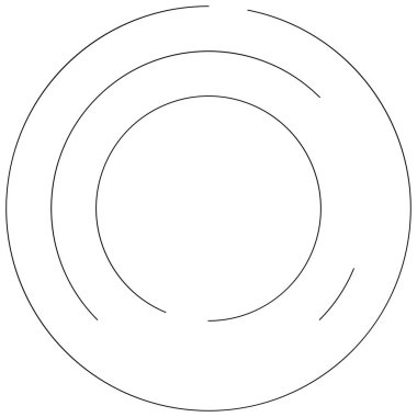 Dairesel, yoğunlaştırılmış çemberler, halkalar. Soyut geometrik çember. Döndür, döndür, döndür. Rastgele döndürme çemberleri stok vektör illüstrasyonu, kırpma sanatı grafikleri.