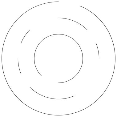 Dairesel, yoğunlaştırılmış çemberler, halkalar. Soyut geometrik çember. Döndür, döndür, döndür. Rastgele döndürme çemberleri stok vektör illüstrasyonu, kırpma sanatı grafikleri.