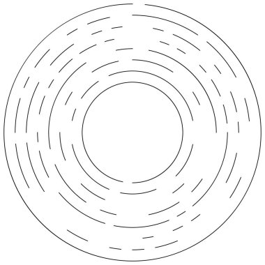 Dairesel, yoğunlaştırılmış çemberler, halkalar. Soyut geometrik çember. Döndür, döndür, döndür. Rastgele döndürme çemberleri stok vektör illüstrasyonu, kırpma sanatı grafikleri.