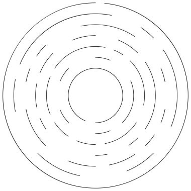 Dairesel, yoğunlaştırılmış çemberler, halkalar. Soyut geometrik çember. Döndür, döndür, döndür. Rastgele döndürme çemberleri stok vektör illüstrasyonu, kırpma sanatı grafikleri.