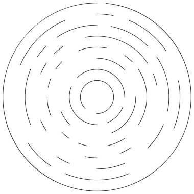 Dairesel, yoğunlaştırılmış çemberler, halkalar. Soyut geometrik çember. Döndür, döndür, döndür. Rastgele döndürme çemberleri stok vektör illüstrasyonu, kırpma sanatı grafikleri.