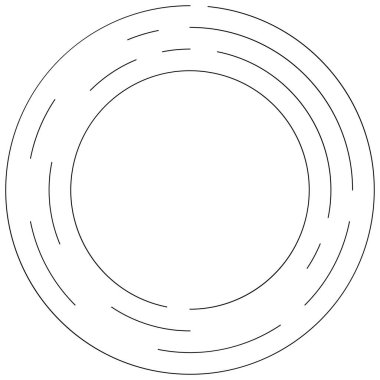 Dairesel, yoğunlaştırılmış çemberler, halkalar. Soyut geometrik çember. Döndür, döndür, döndür. Rastgele döndürme çemberleri stok vektör illüstrasyonu, kırpma sanatı grafikleri.