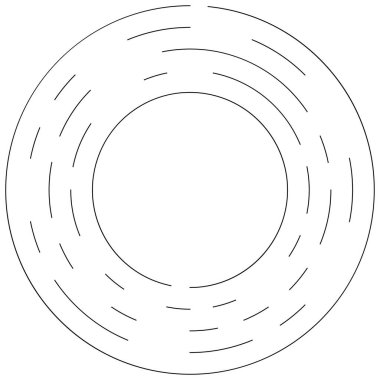 Dairesel, yoğunlaştırılmış çemberler, halkalar. Soyut geometrik çember. Döndür, döndür, döndür. Rastgele döndürme çemberleri stok vektör illüstrasyonu, kırpma sanatı grafikleri.