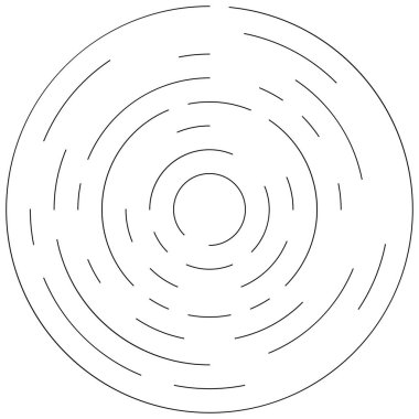 Dairesel, yoğunlaştırılmış çemberler, halkalar. Soyut geometrik çember. Döndür, döndür, döndür. Rastgele döndürme çemberleri stok vektör illüstrasyonu, kırpma sanatı grafikleri.