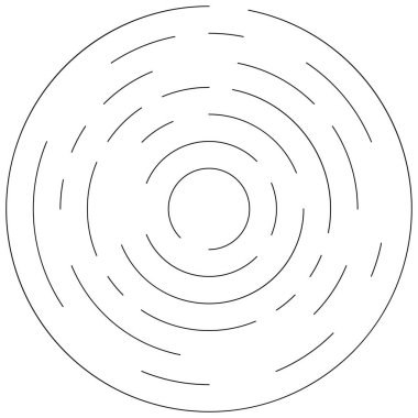 Dairesel, yoğunlaştırılmış çemberler, halkalar. Soyut geometrik çember. Döndür, döndür, döndür. Rastgele döndürme çemberleri stok vektör illüstrasyonu, kırpma sanatı grafikleri.