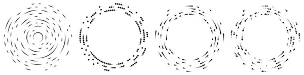 ランダムな円 ドット 斑点やそばかす同心円状 円形および放射状の要素 Pointtillist Pointillism Random Halftone Circles 株式ベクトルイラスト — ストックベクタ