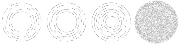 Círculos Aleatorios Puntos Motas Pecas Elemento Concéntrico Circular Radial Puntillista — Vector de stock