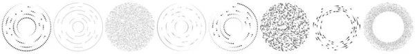Círculos Aleatorios Puntos Motas Pecas Elemento Concéntrico Circular Radial Puntillista — Vector de stock