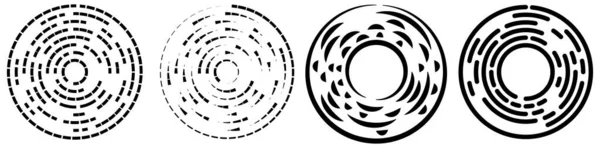 Cirkelvormige Concentrische Gesegmenteerde Cirkels Ringen Abstracte Geometrische Cirkel Spiraalvormig Draaiend — Stockvector