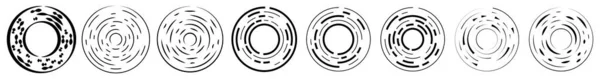 Pyöreä Samankeskiset Segmentoidut Ympyrät Renkaat Abstrakti Geometrinen Ympyrä Kierre Pyörre — vektorikuva