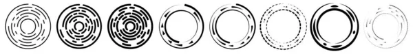 Lingkaran Melingkar Konsentris Tersegmentasi Cincin Lingkaran Geometris Abstrak Spiral Berputar - Stok Vektor