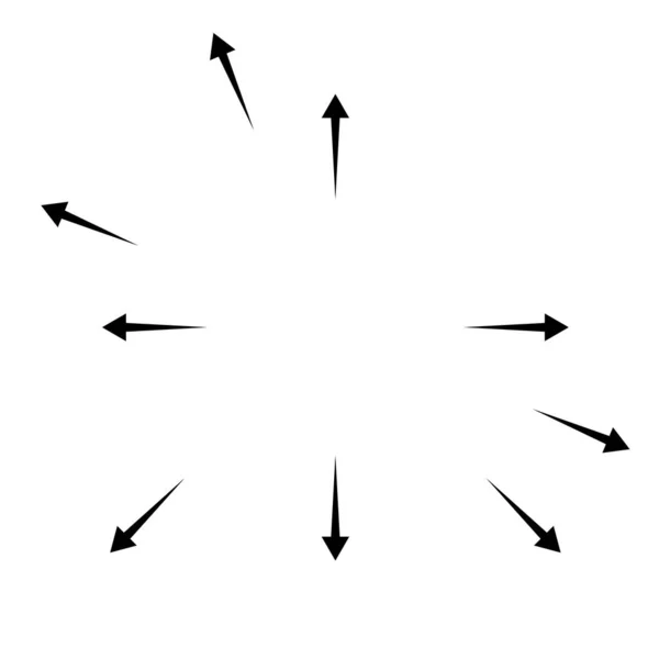 Strzałki Skierowane Zewnątrz Radialne Promieniujące Strzałki — Wektor stockowy