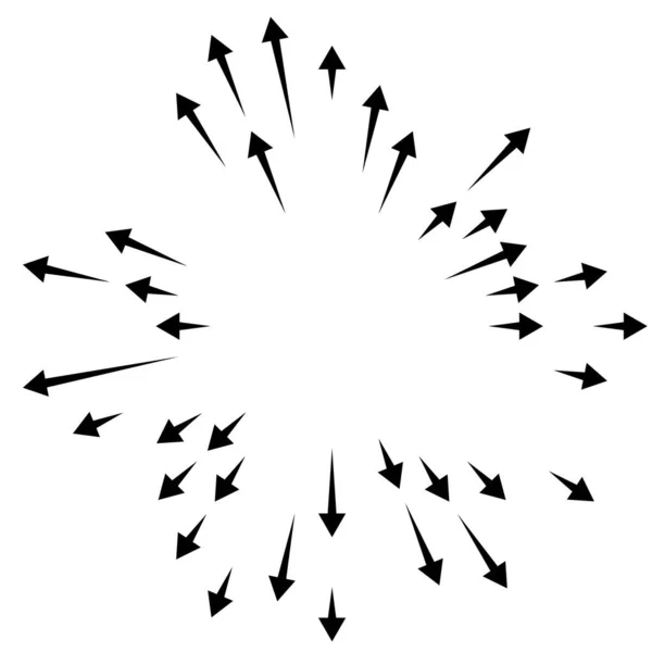 Flèches Pointant Vers Extérieur Flèches Radiales Rayonnantes — Image vectorielle