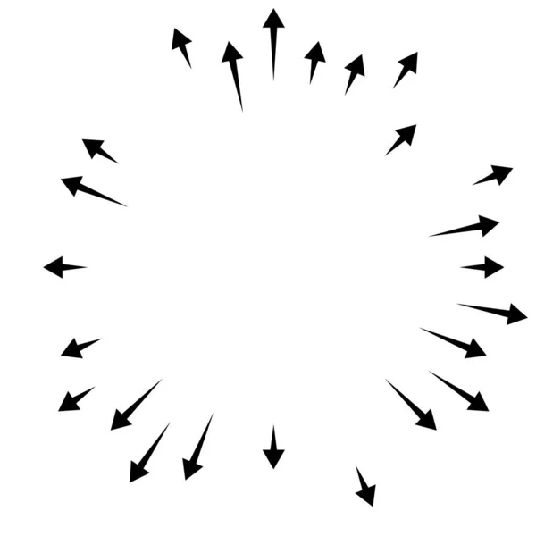 Strzałki Skierowane Zewnątrz Radialne Promieniujące Strzałki — Wektor stockowy