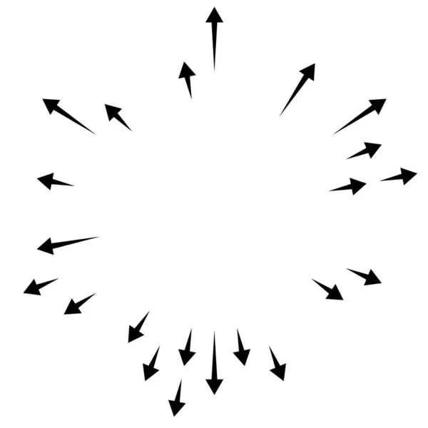 Flechas Apuntando Hacia Afuera Flechas Radiales Radiales — Vector de stock