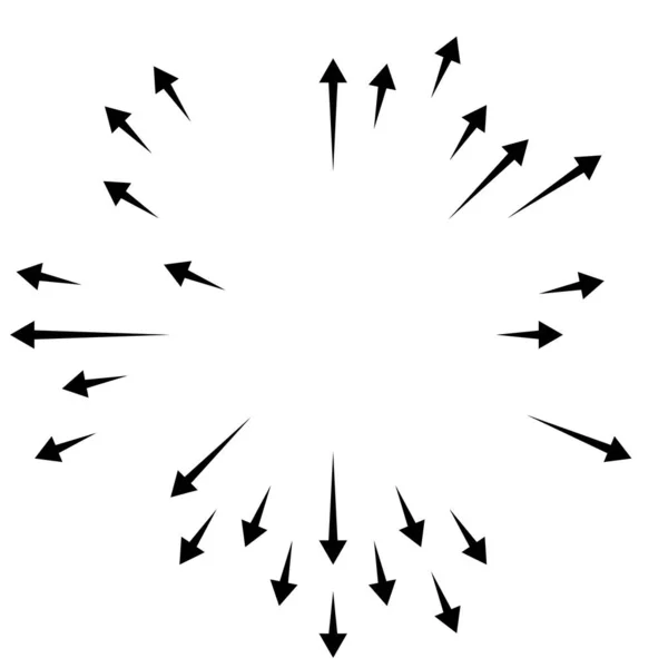 Flechas Apuntando Hacia Afuera Flechas Radiales Radiales — Vector de stock