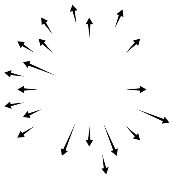 Flèches Pointant Vers Extérieur Flèches Radiales Rayonnantes — Image vectorielle