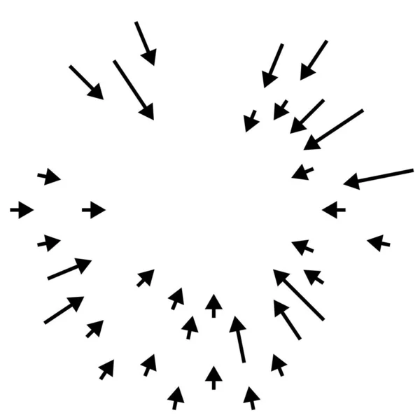 Setas Apontando Para Dentro Radial Irradiando Setas Ponteiros — Vetor de Stock