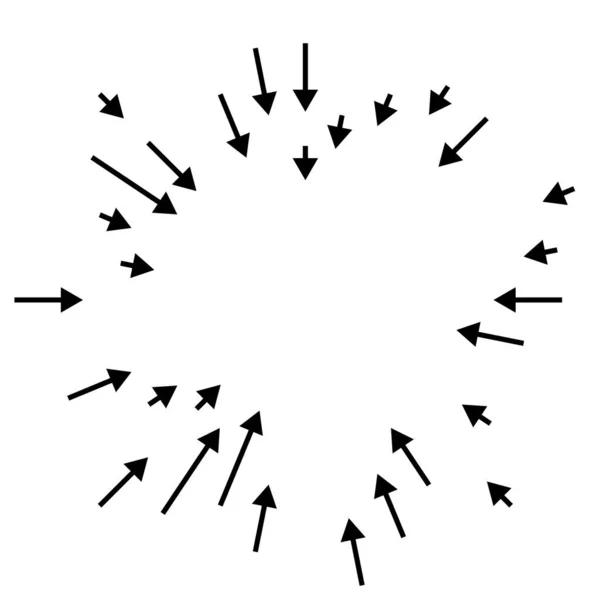 Setas Apontando Para Dentro Radial Irradiando Setas Ponteiros — Vetor de Stock
