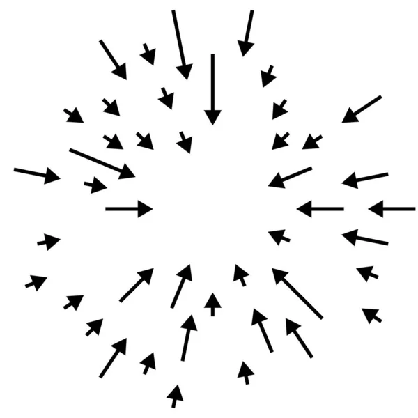 Setas Apontando Para Dentro Radial Irradiando Setas Ponteiros — Vetor de Stock