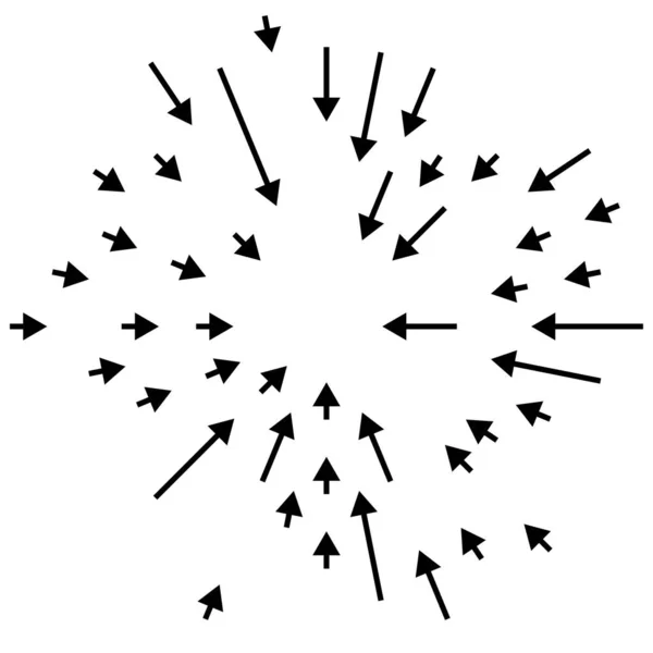 Frecce Rivolte Verso Interno Radiali Frecce Radianti Puntatori — Vettoriale Stock
