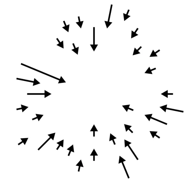Стрелки Указывающие Внутрь Радиальные Излучающие Стрелки Указатели — стоковый вектор