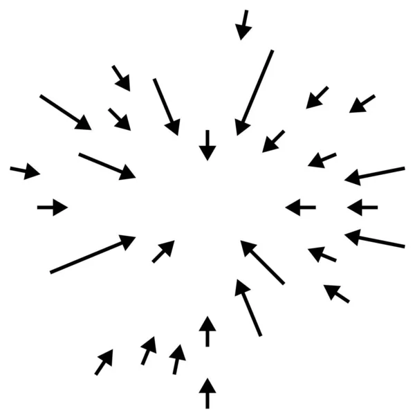 Flechas Apuntando Hacia Adentro Flechas Radiales Radiantes Punteros — Archivo Imágenes Vectoriales